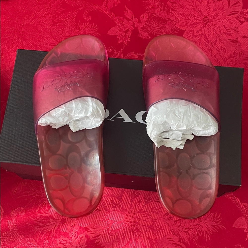 Coach Women's Burgundy Slide Sandals